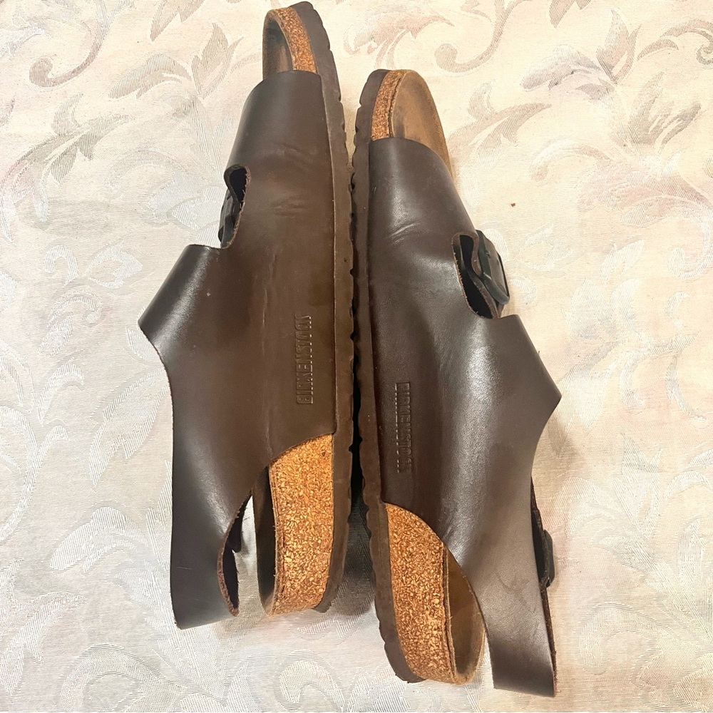 Birkenstock Milano Sandals Habana Brown Oiled Leather Adjustable Strap 44EU 12US - Picture 5 of 10